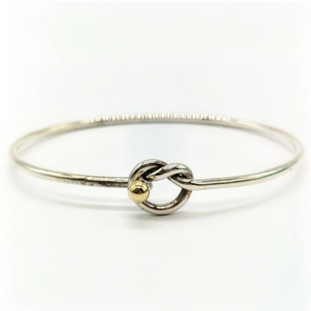 Tiffany & Co Silver Love Knot Bangle with 18k Ball Closure